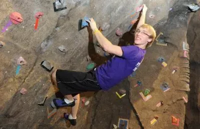 Student on Climbing Wall